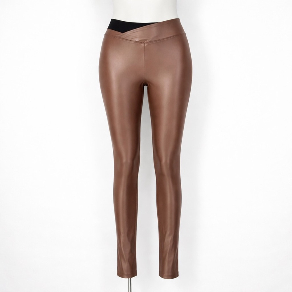 Koral Curva High Rise Infinity Leggings Shimmer Bronze & Black Ankle Size L